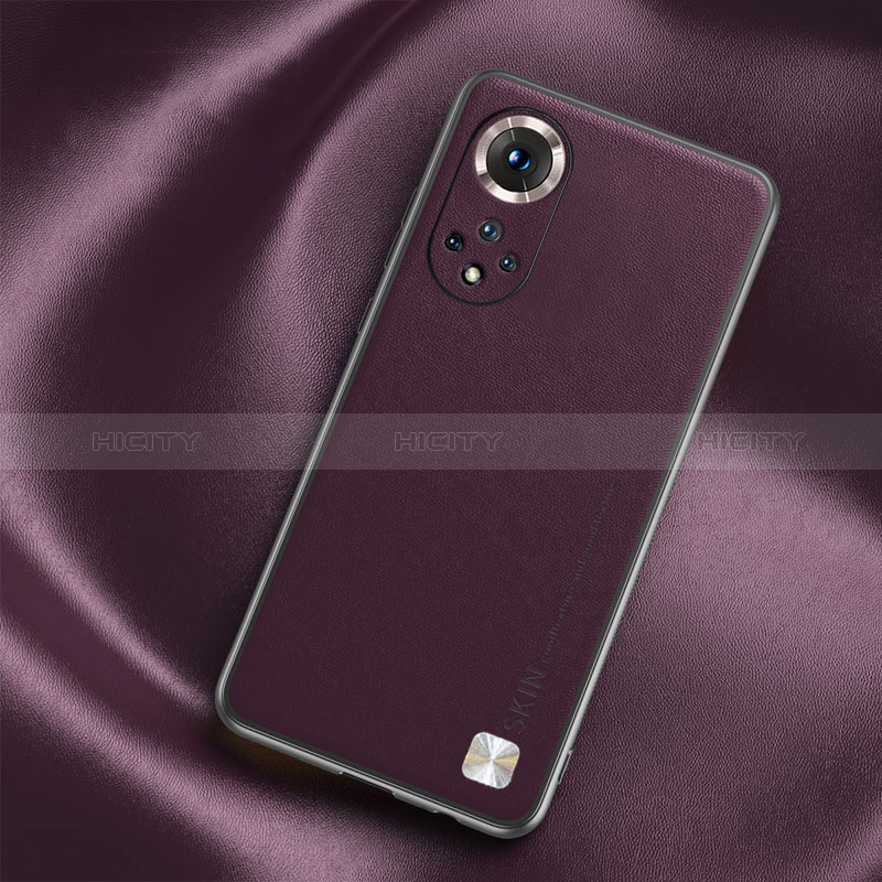 Funda Lujo Cuero Carcasa S02 para Huawei Nova 9 Morado