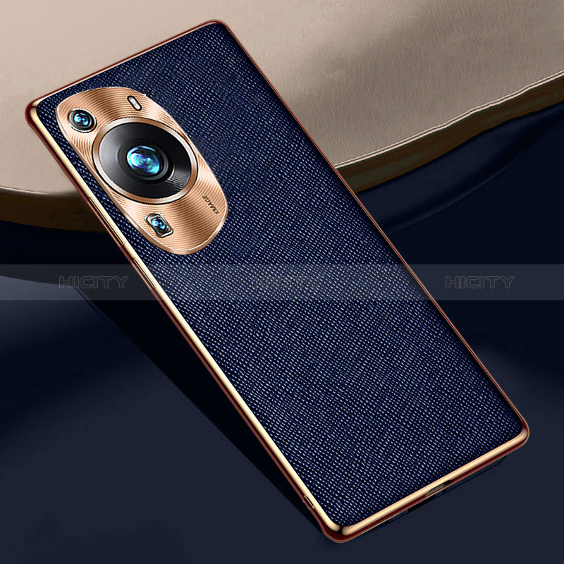 Funda Lujo Cuero Carcasa S02 para Huawei P60 Azul