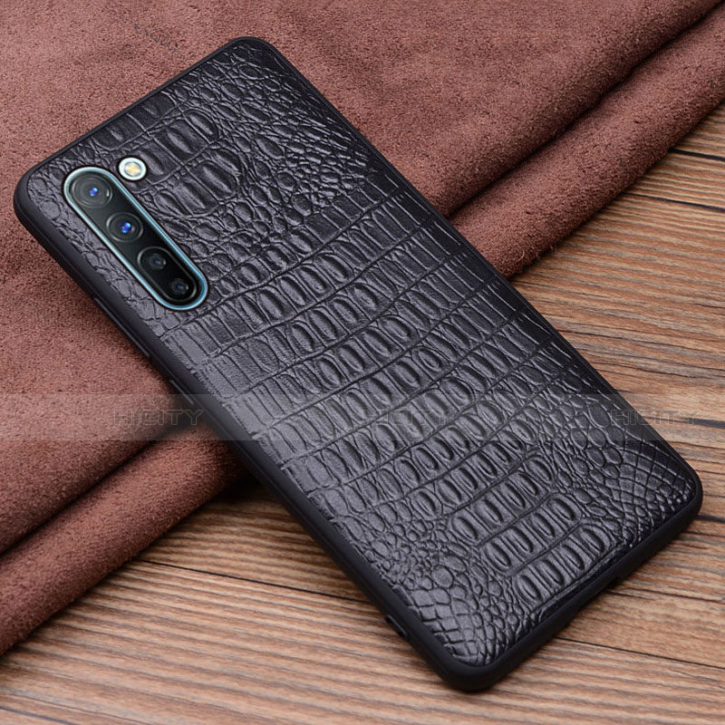 Funda Lujo Cuero Carcasa S02 para Oppo F15 Negro