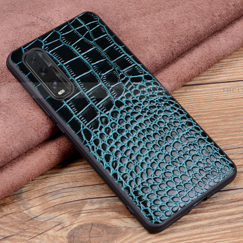 Funda Lujo Cuero Carcasa S02 para Oppo Find X2 Azul