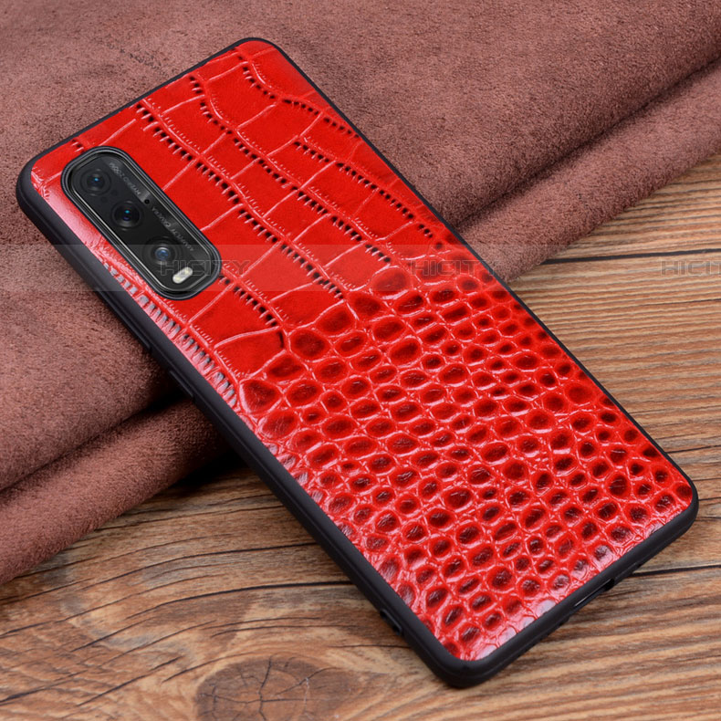 Funda Lujo Cuero Carcasa S02 para Oppo Find X2 Rojo