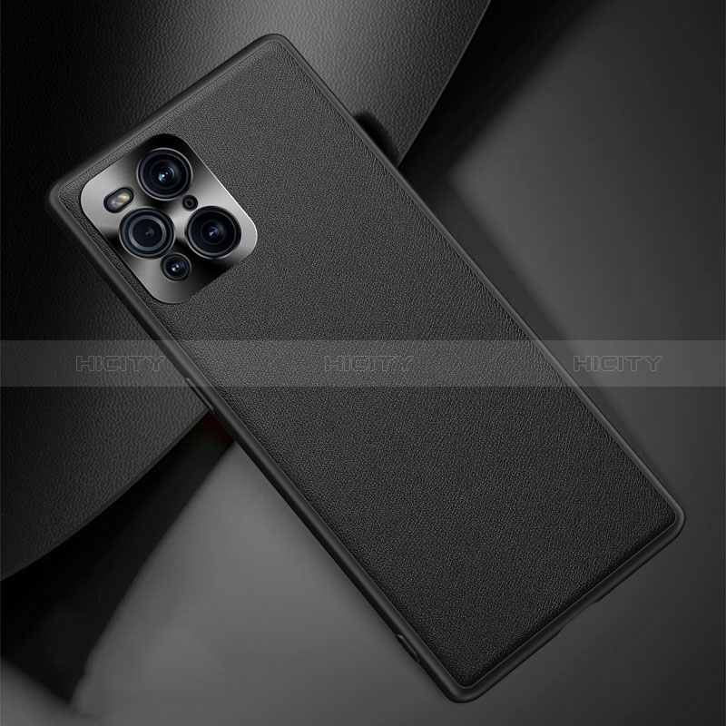 Funda Lujo Cuero Carcasa S02 para Oppo Find X3 5G Negro