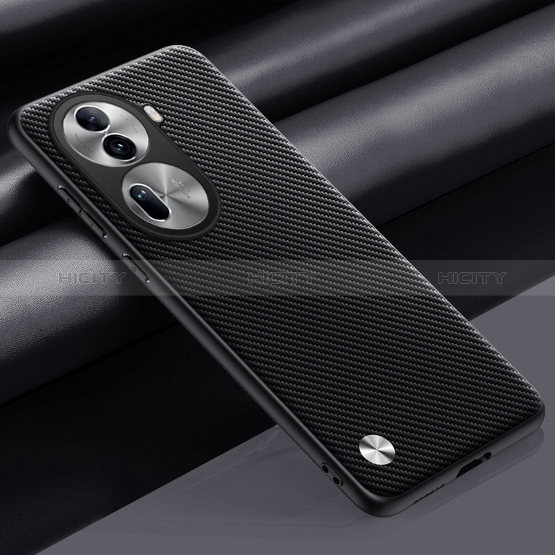 Funda Lujo Cuero Carcasa S02 para Oppo Reno11 Pro 5G Gris Oscuro