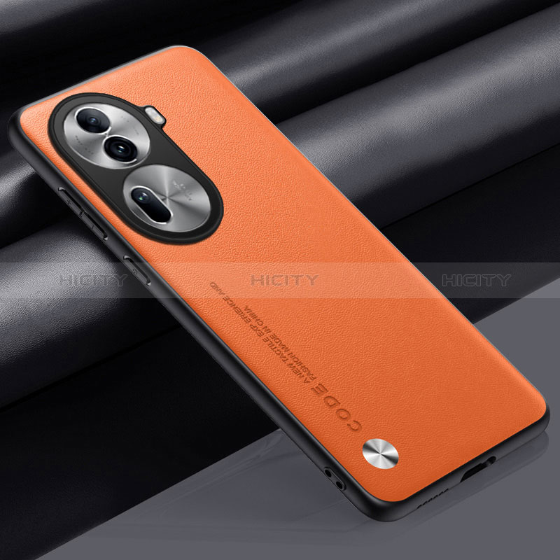 Funda Lujo Cuero Carcasa S02 para Oppo Reno11 Pro 5G Naranja