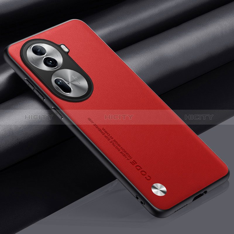 Funda Lujo Cuero Carcasa S02 para Oppo Reno11 Pro 5G Rojo