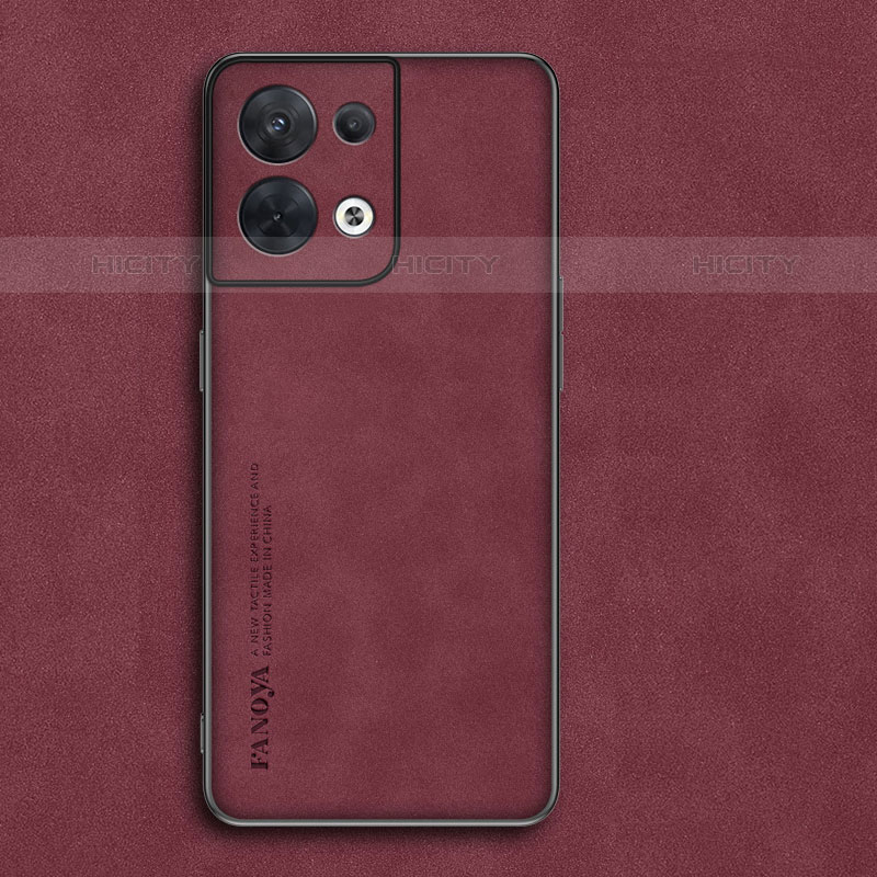 Funda Lujo Cuero Carcasa S02 para Oppo Reno9 Pro 5G Rojo