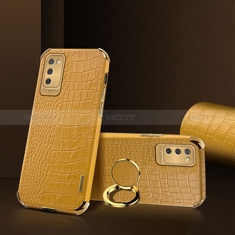 Funda Lujo Cuero Carcasa S02 para Samsung Galaxy A02s Amarillo