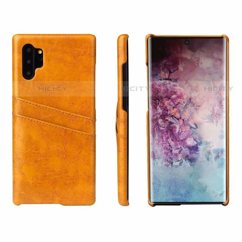 Funda Lujo Cuero Carcasa S02 para Samsung Galaxy Note 10 Plus Naranja