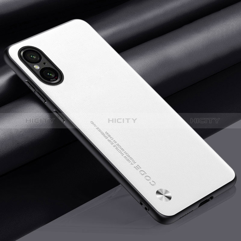 Funda Lujo Cuero Carcasa S02 para Sony Xperia 5 V Blanco