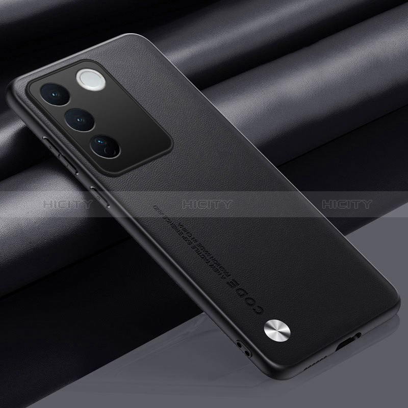 Funda Lujo Cuero Carcasa S02 para Vivo V27 Pro 5G Negro