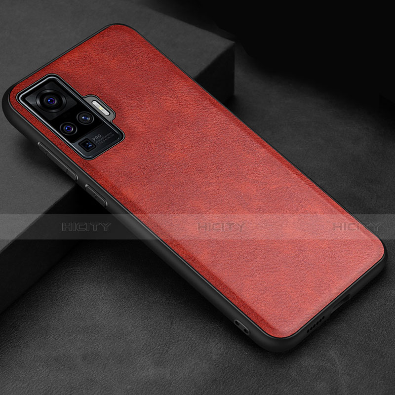 Funda Lujo Cuero Carcasa S02 para Vivo X51 5G Rojo