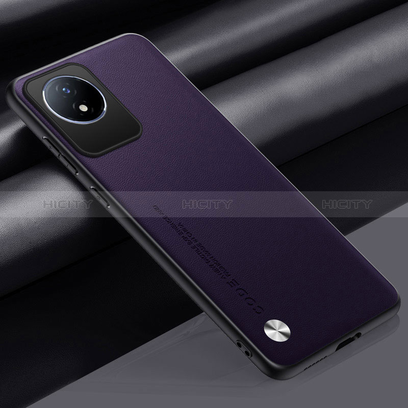 Funda Lujo Cuero Carcasa S02 para Vivo Y02A Morado