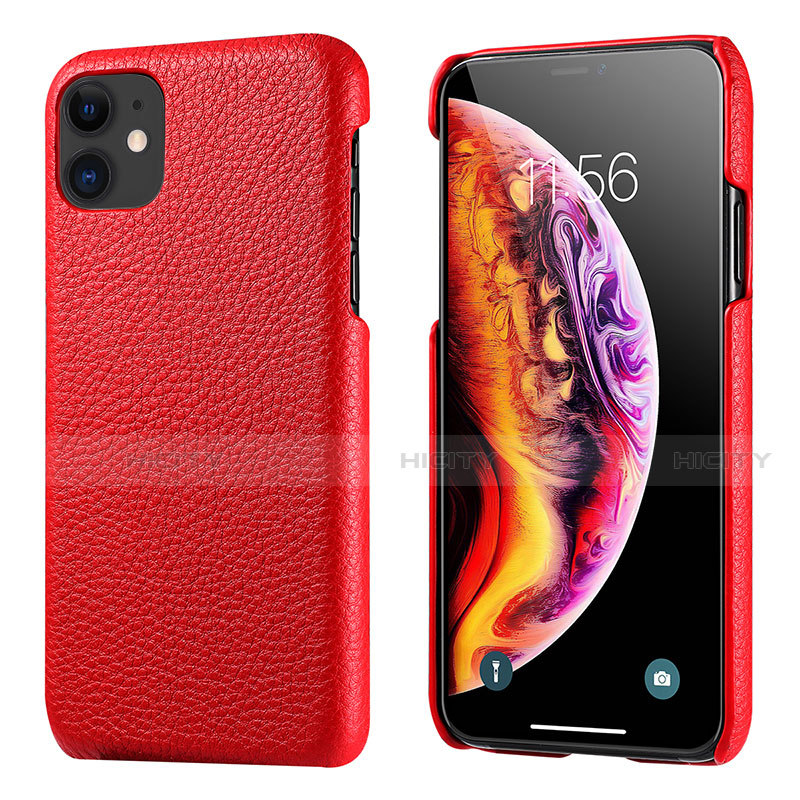 Funda Lujo Cuero Carcasa S03 para Apple iPhone 11 Rojo