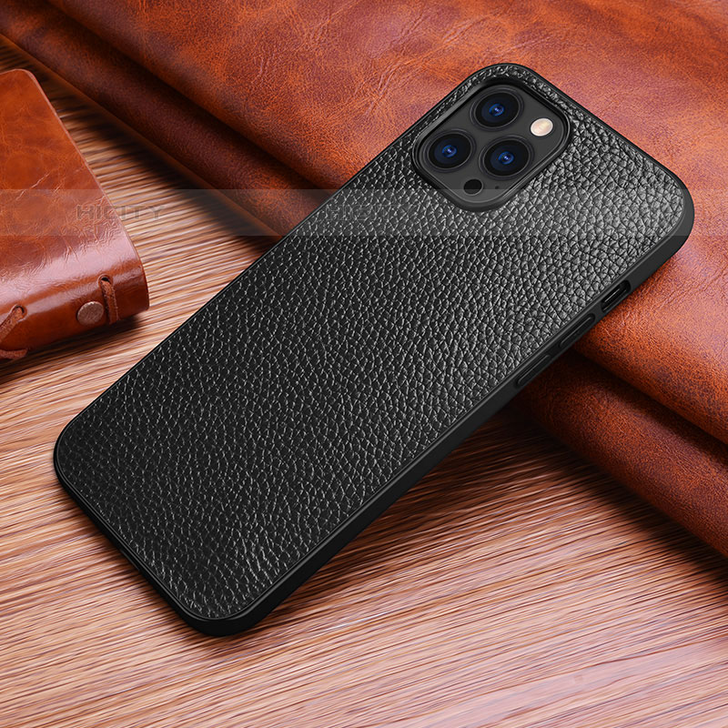 Funda Lujo Cuero Carcasa S03 para Apple iPhone 16 Pro Max Negro