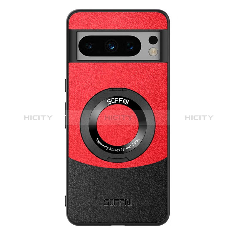 Funda Lujo Cuero Carcasa S03 para Google Pixel 8 Pro 5G Rojo y Negro