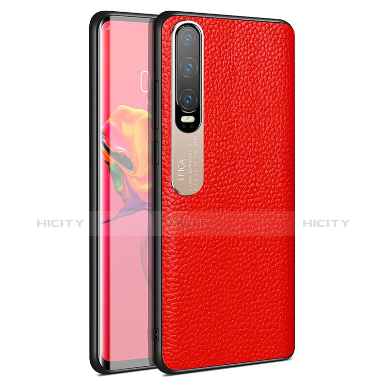 Funda Lujo Cuero Carcasa S03 para Huawei P30 Rojo