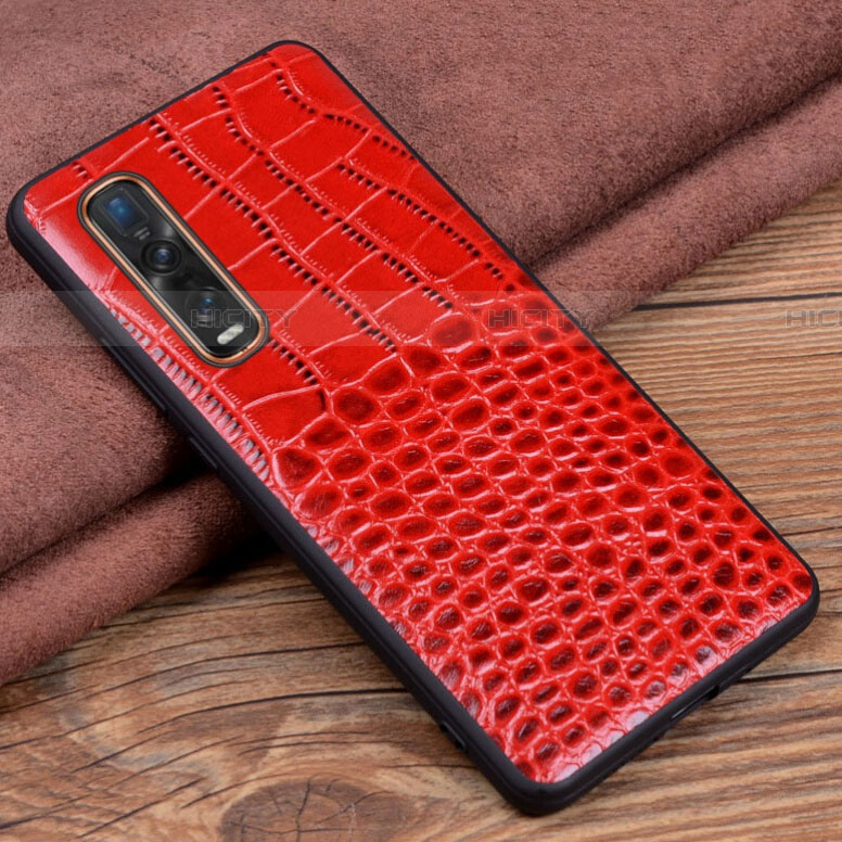 Funda Lujo Cuero Carcasa S03 para Oppo Find X2 Pro Rojo