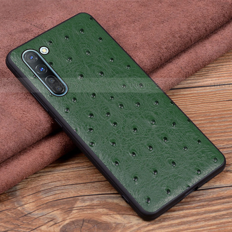 Funda Lujo Cuero Carcasa S03 para Oppo Reno3 Verde