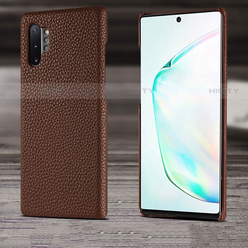 Funda Lujo Cuero Carcasa S03 para Samsung Galaxy Note 10 Plus 5G Marron