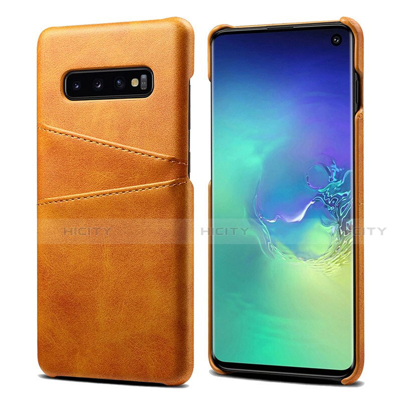 Funda Lujo Cuero Carcasa S03 para Samsung Galaxy S10 Naranja