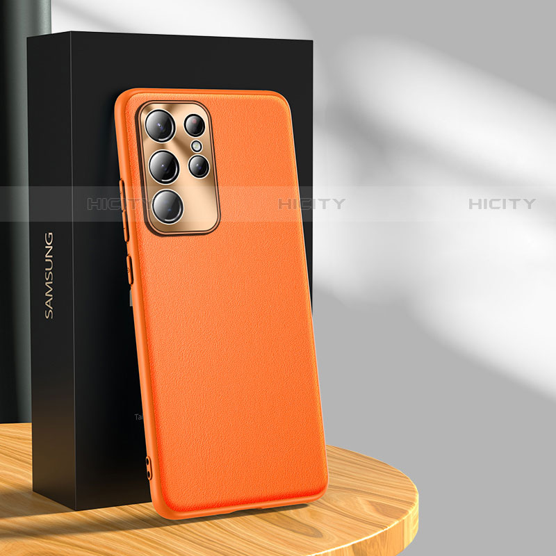 Funda Lujo Cuero Carcasa S03 para Samsung Galaxy S21 Ultra 5G Naranja