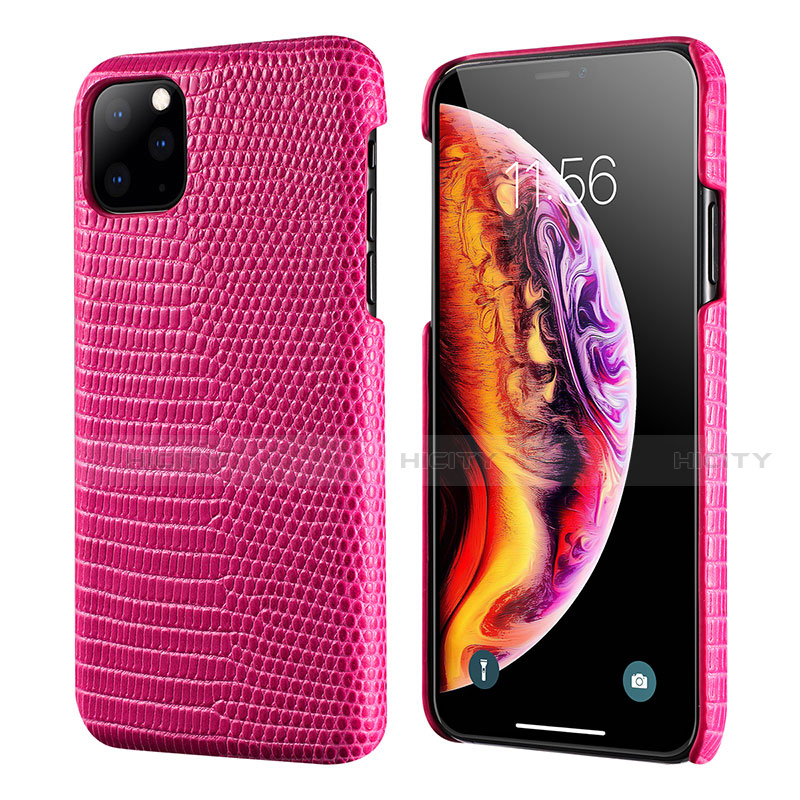 Funda Lujo Cuero Carcasa S04 para Apple iPhone 11 Pro Max Rosa Roja