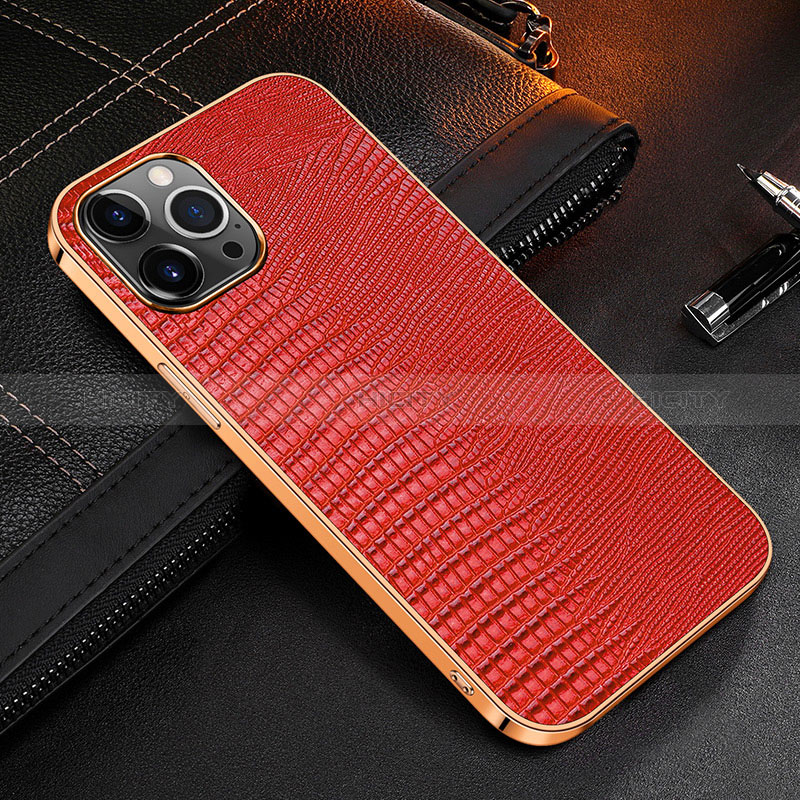 Funda Lujo Cuero Carcasa S04 para Apple iPhone 14 Pro Max Rojo