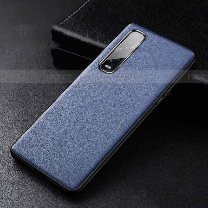 Funda Lujo Cuero Carcasa S04 para Oppo Find X2 Pro Azul