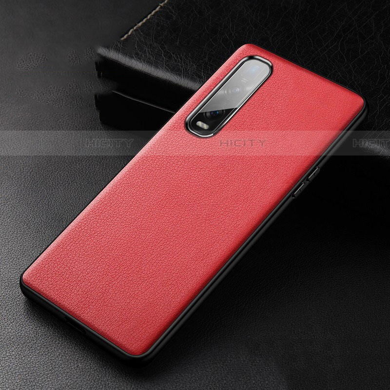 Funda Lujo Cuero Carcasa S04 para Oppo Find X2 Pro Rojo