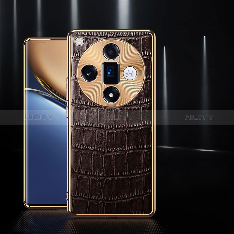 Funda Lujo Cuero Carcasa S04 para Oppo Find X7 5G Marron