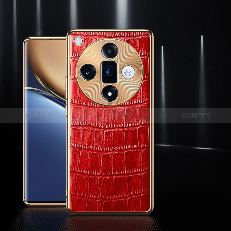 Funda Lujo Cuero Carcasa S04 para Oppo Find X7 Ultra 5G Rojo