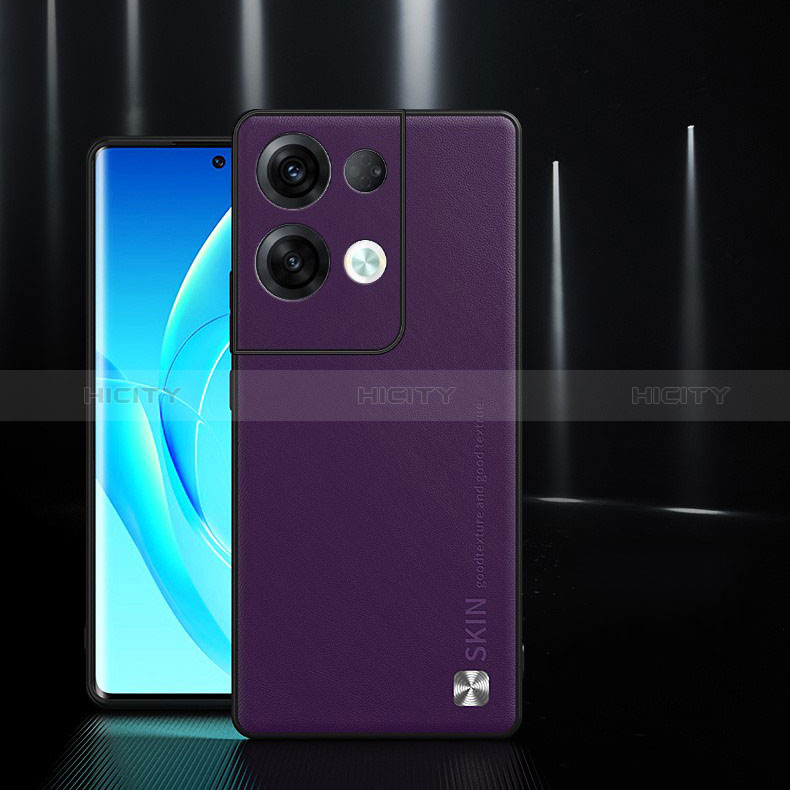 Funda Lujo Cuero Carcasa S04 para Oppo Reno9 Pro+ Plus 5G Morado