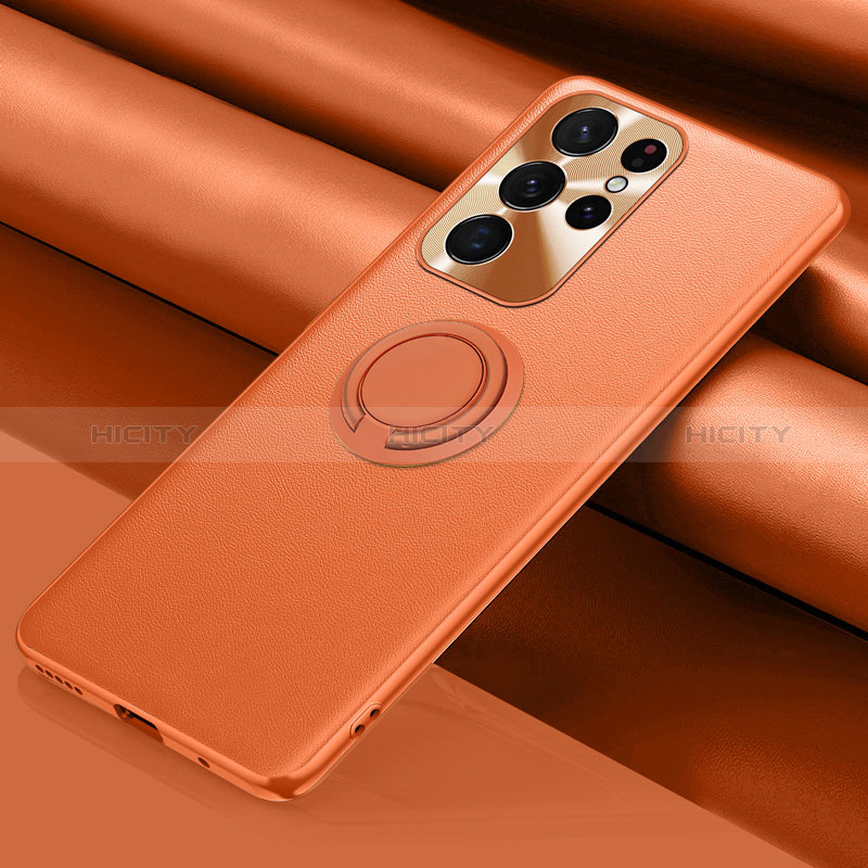 Funda Lujo Cuero Carcasa S04 para Samsung Galaxy S24 Ultra 5G Naranja