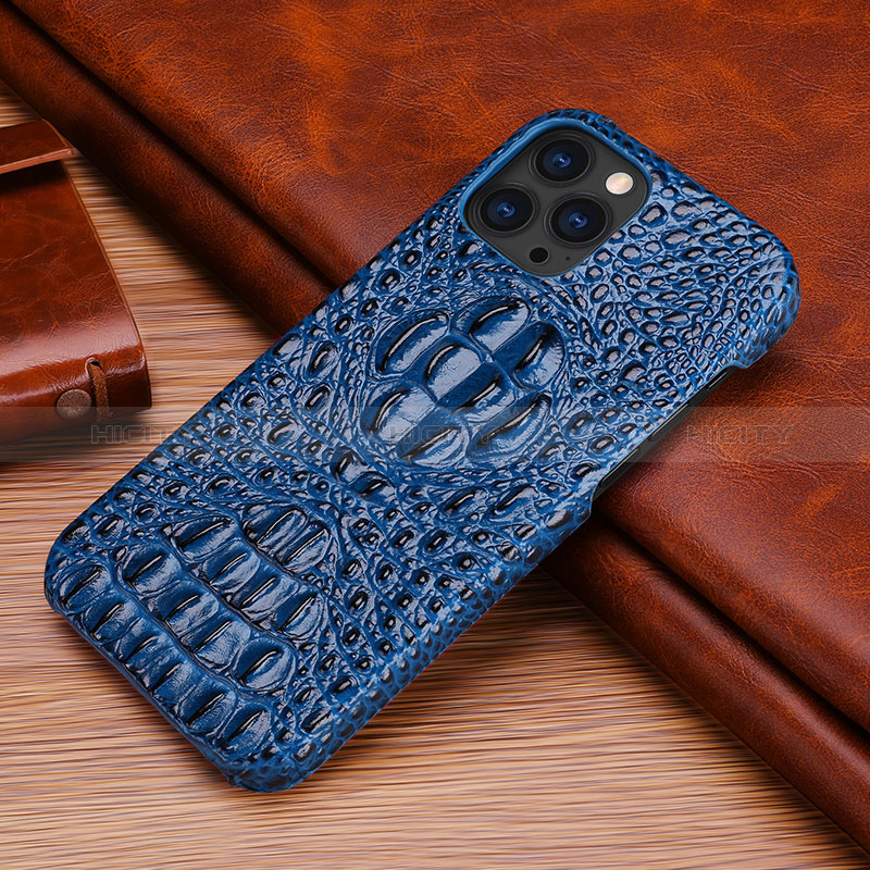 Funda Lujo Cuero Carcasa S05 para Apple iPhone 15 Pro Max Azul