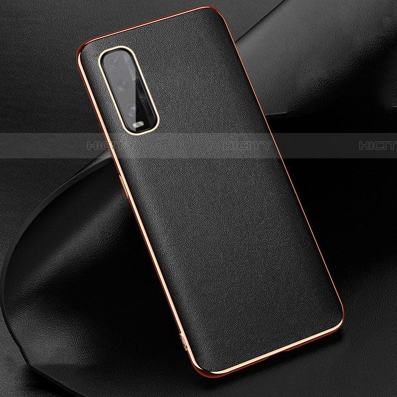 Funda Lujo Cuero Carcasa S05 para Oppo Find X2 Negro