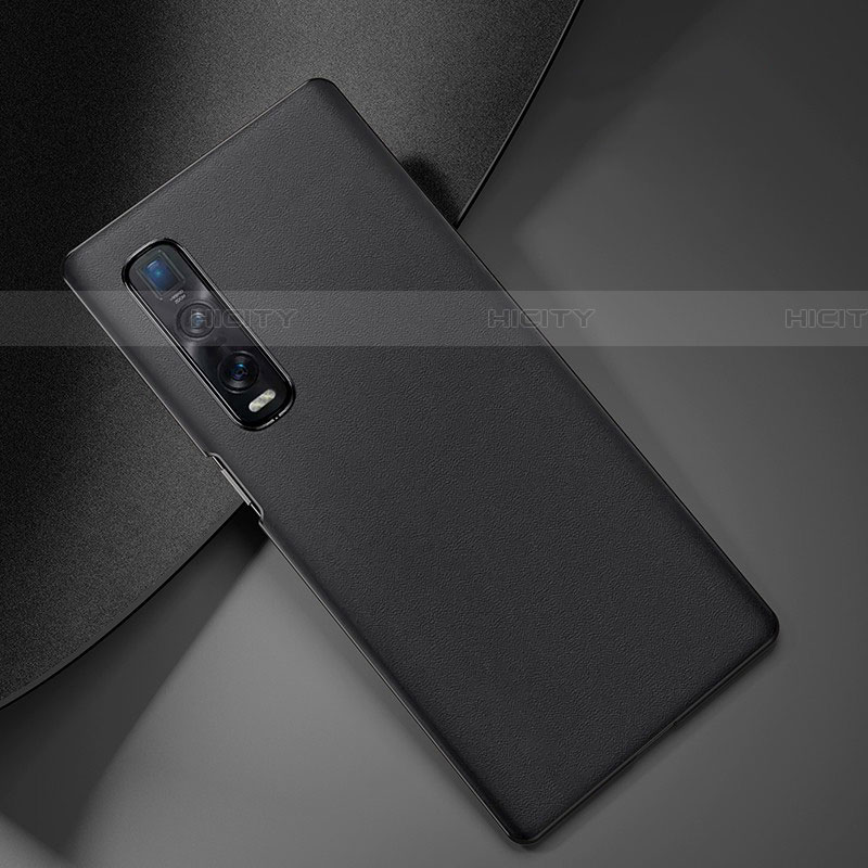 Funda Lujo Cuero Carcasa S05 para Oppo Find X2 Pro Negro