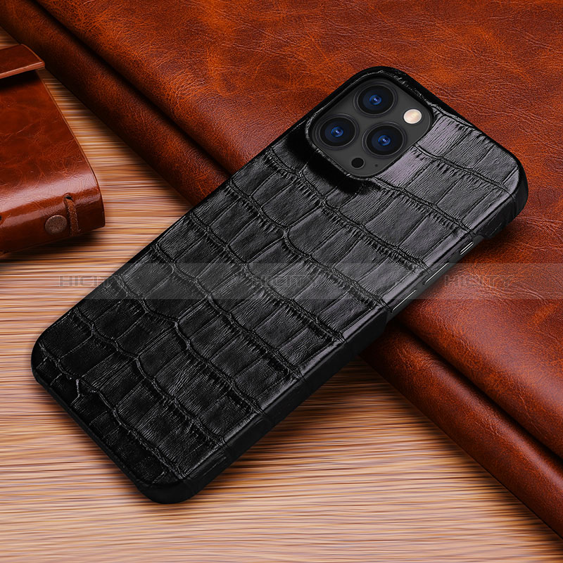 Funda Lujo Cuero Carcasa S06 para Apple iPhone 14 Pro Negro