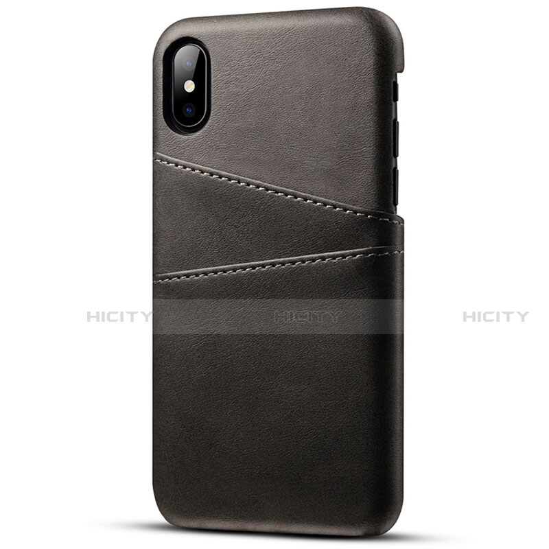 Funda Lujo Cuero Carcasa S06 para Apple iPhone X Negro