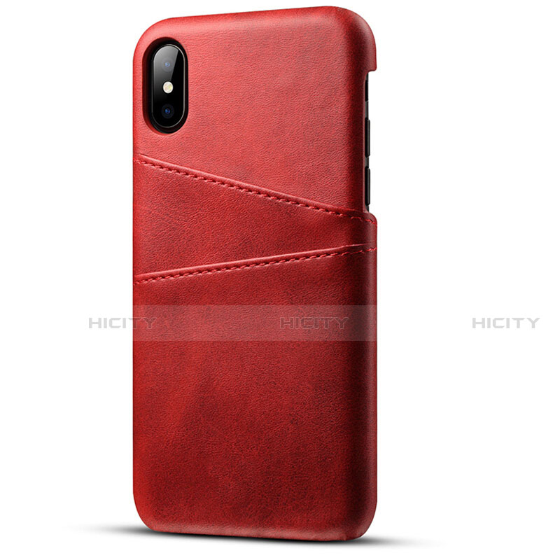 Funda Lujo Cuero Carcasa S06 para Apple iPhone Xs Rojo