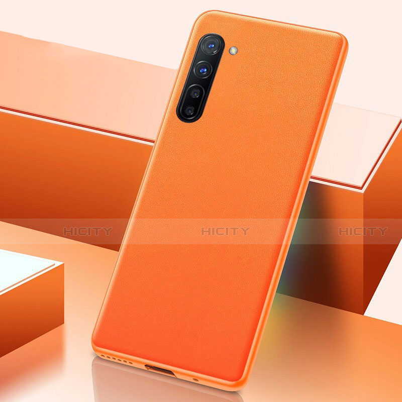 Funda Lujo Cuero Carcasa S06 para Oppo F15 Naranja