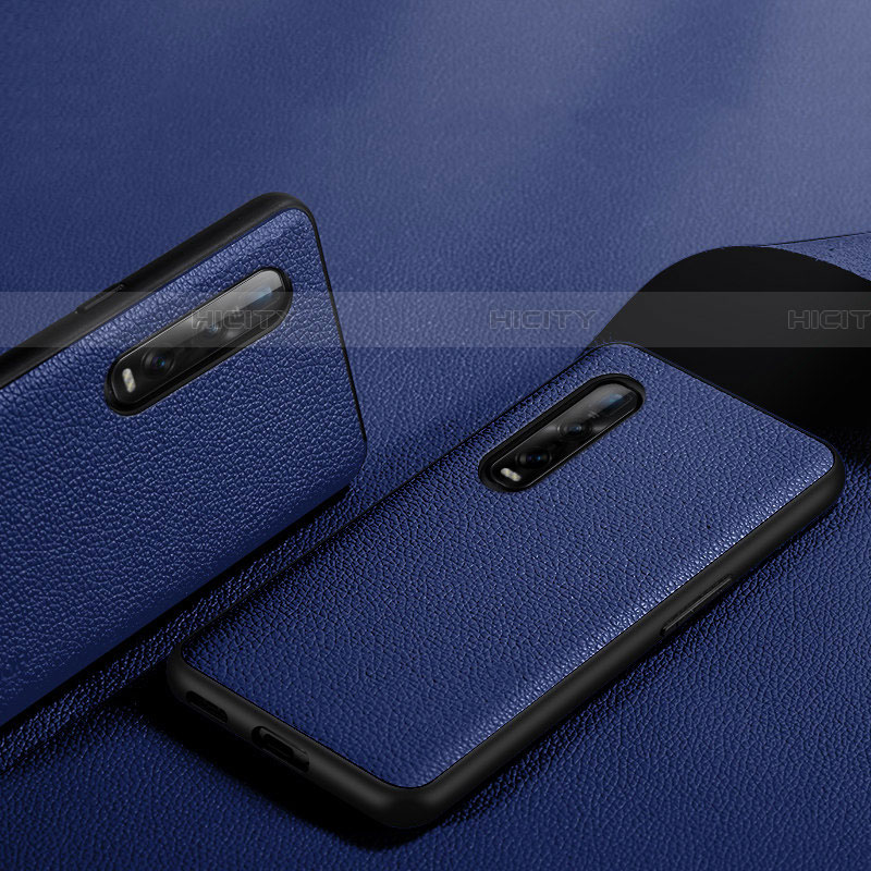 Funda Lujo Cuero Carcasa S06 para Oppo Find X2 Pro Azul