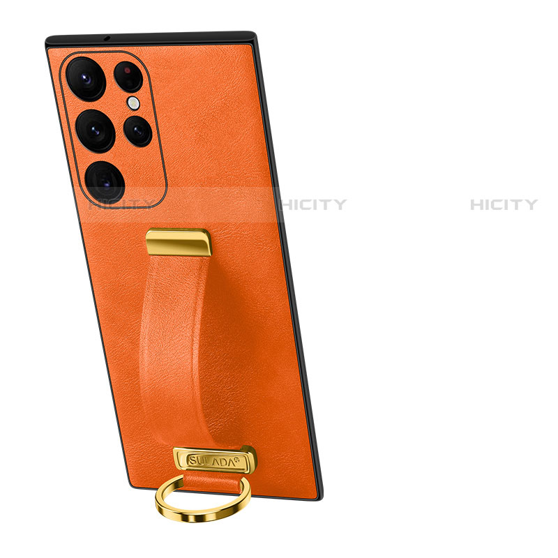 Funda Lujo Cuero Carcasa S06 para Samsung Galaxy S23 Ultra 5G Naranja