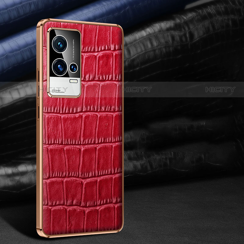 Funda Lujo Cuero Carcasa S06 para Vivo iQOO 8 Pro 5G Rojo