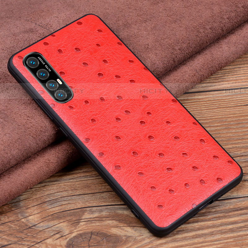 Funda Lujo Cuero Carcasa S07 para Oppo Find X2 Neo Rojo