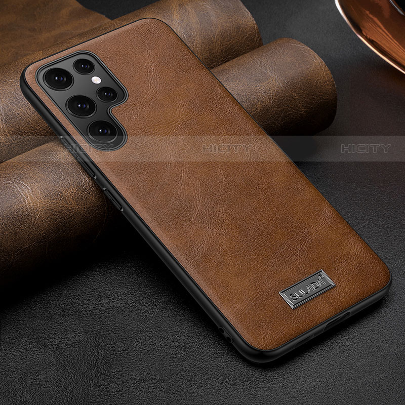 Funda Lujo Cuero Carcasa S07 para Samsung Galaxy S21 Ultra 5G Marron