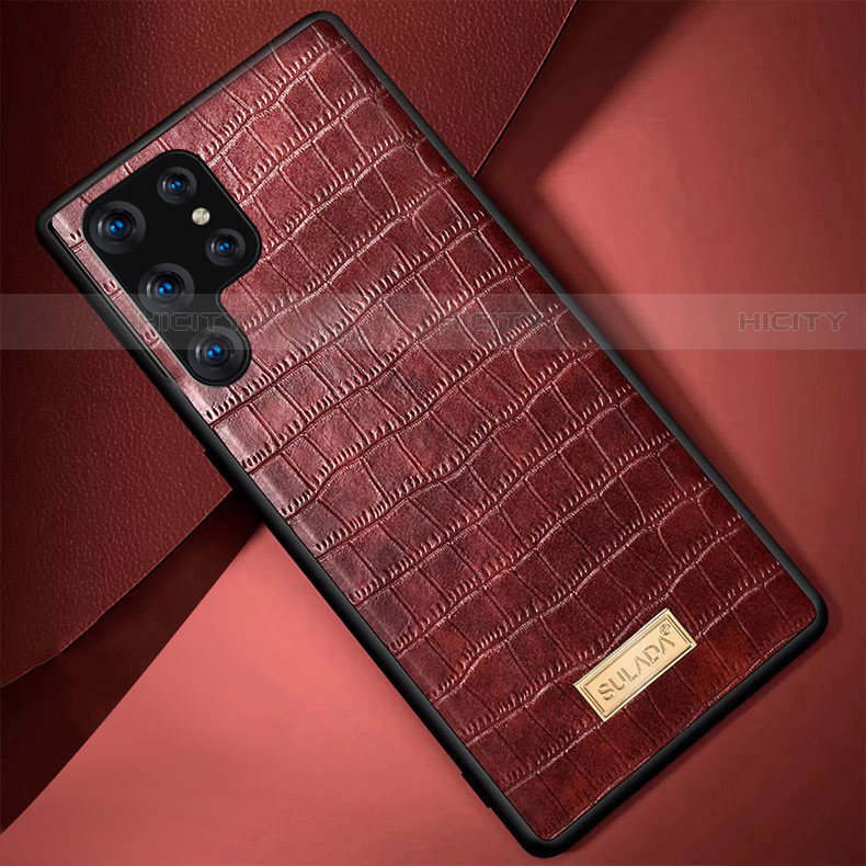 Funda Lujo Cuero Carcasa S08 para Samsung Galaxy S21 Ultra 5G Marron