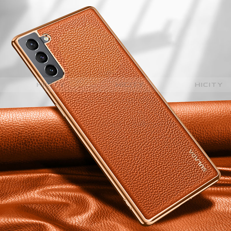 Funda Lujo Cuero Carcasa S09 para Samsung Galaxy S23 Plus 5G Naranja