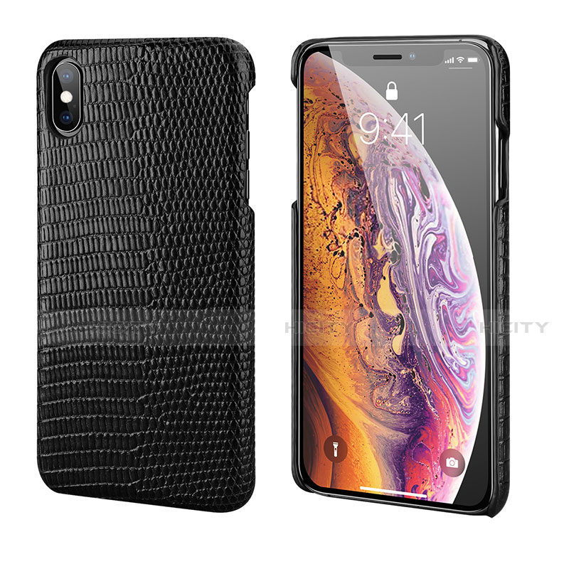 Funda Lujo Cuero Carcasa S12 para Apple iPhone Xs Max Negro