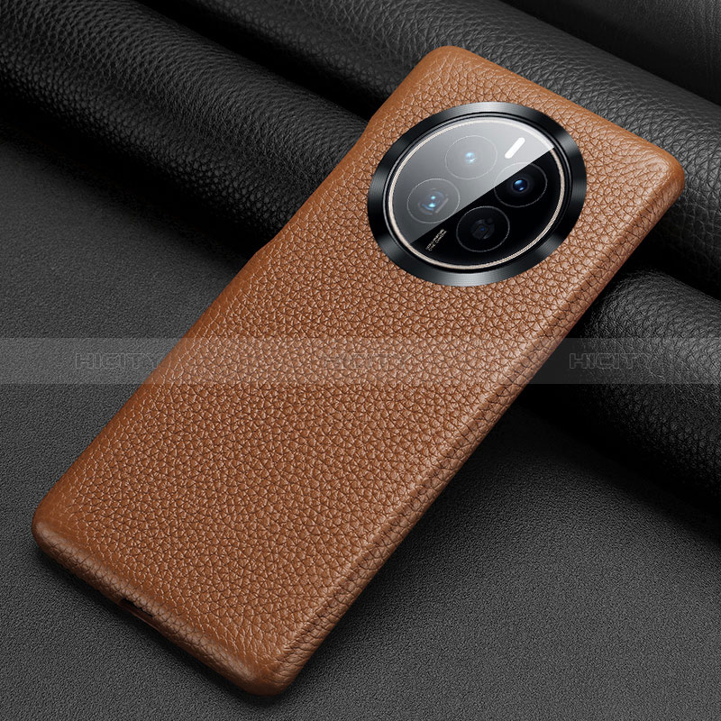 Funda Lujo Cuero Carcasa ST1 para Huawei Mate 50 Marron