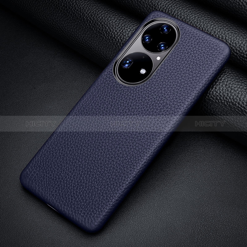 Funda Lujo Cuero Carcasa ST2 para Huawei P50 Azul